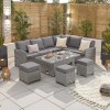 Nova Garden Furniture Ciara White Wash Rattan Right Hand Corner Dining Set with Rising Table