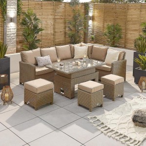 Nova Garden Furniture Ciara Willow Rattan Right Hand Corner Dining Set with Rising Table Nova Garden Furniture Ciara Willow Rattan Right Hand Corner Dining Set with Rising Table