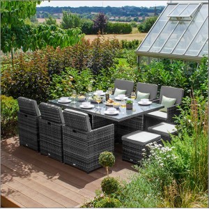 Nova Garden Furniture Celia Grey Rattan 6 Seat Cube Dining Set with Footstools Nova Garden Furniture Celia Grey Rattan 6 Seat Cube Dining Set with Footstools