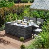 Nova Garden Furniture Celia Grey Rattan 6 Seat Cube Dining Set with Footstools