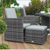 Nova Garden Furniture Celia Grey Rattan 6 Seat Cube Dining Set with Footstools