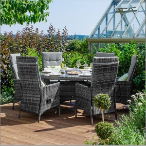 Nova Garden Furniture Ruxley Grey Rattan 6 Seat Round Dining Set  