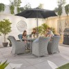 Nova Garden Furniture Camilla White Wash Rattan 6 Seat Oval Dining Set