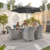 Nova Garden Furniture Camilla White Wash Rattan 6 Seat Oval Dining Set