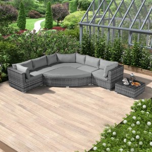 Nova Garden Furniture Hampton Grey Rattan Deluxe Corner Sofa Set with Coffee Table Nova Garden Furniture Hampton Grey Rattan Deluxe Corner Sofa Set with Coffee Table