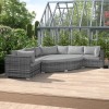 Nova Garden Furniture Hampton Grey Rattan Deluxe Corner Sofa Set with Coffee Table