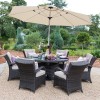 Nova Garden Furniture Olivia Brown Rattan 6 Seat Round Dining Set