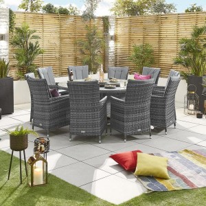 Nova Garden Furniture Sienna Grey Rattan 10 Seat Round Dining Set Nova Garden Furniture Sienna Grey Rattan 10 Seat Round Dining Set