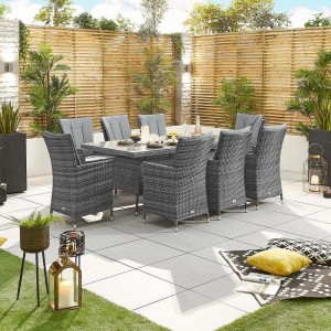 Nova Garden Furniture Sienna Grey Rattan 8 Seat Rectangular Dining Set Nova Garden Furniture Sienna Grey Rattan 8 Seat Rectangular Dining Set