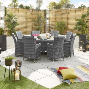 Nova Garden Furniture Sienna Grey Rattan 8 Seat Round Dining Set Nova Garden Furniture Sienna Grey Rattan 8 Seat Round Dining Set