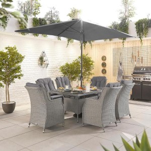Nova Garden Furniture Thalia White Wash Rattan 6 Seat Rectangular Dining Set Nova Garden Furniture Thalia White Wash Rattan 6 Seat Rectangular Dining Set