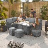 Nova Cambridge Grey Rattan Left Hand Corner Dining Set with Fire Pit Table