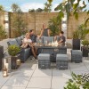 Nova Cambridge Grey Rattan Left Hand Corner Dining Set with Fire Pit Table