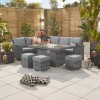 Nova Cambridge Grey Rattan Left Hand Corner Dining Set with Fire Pit Table