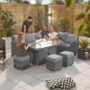 Nova Garden Furniture Cambridge Grey Rattan Right Hand Corner Dining Set with Fire Pit Table