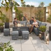 Nova Garden Furniture Cambridge Grey Rattan Right Hand Corner Dining Set with Fire Pit Table