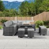 Nova Garden Furniture Cambridge Grey Rattan Deluxe Corner Dining Set with Fire Pit Table