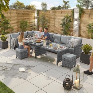 Nova Garden Furniture Cambridge Grey Rattan Left Hand Corner Dining Set with Extending Table Nova Garden Furniture Cambridge Grey Rattan Left Hand Corner Dining Set with Extending Table