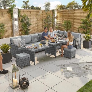 Nova Garden Furniture Cambridge Grey Rattan Right Hand Corner Dining Set with Extending Table Nova Garden Furniture Cambridge Grey Rattan Right Hand Corner Dining Set with Extending Table
