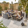 Nova Garden Furniture Cambridge Brown Rattan Left Hand Deluxe Corner Dining Set with Extending Table