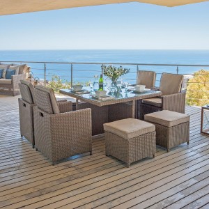 Nova Garden Furniture Catherine Willow Rattan 4 Seat Square Cube Dining Set with Footstools Nova Garden Furniture Catherine Willow Rattan 4 Seat Square Cube Dining Set with Footstools