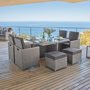 Nova Garden Furniture Catherine White Wash Rattan 4 Seat Square Cube Dining Set with Footstools Nova Garden Furniture Catherine White Wash Rattan 4 Seat Square Cube Dining Set with Footstools