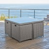 Nova Garden Furniture Catherine White Wash Rattan 4 Seat Square Cube Dining Set with Footstools