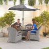 Nova Garden Furniture Leeanna White Wash Rattan 4 Seat Round Dining Set