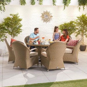 Nova Garden Furniture Leeanna Willow Rattan 6 Seat Round Dining Set Nova Garden Furniture Leeanna Willow Rattan 6 Seat Round Dining Set