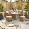 Nova Garden Furniture Ciara Willow Rattan Compact Corner Dining Set with Fire Pit Table