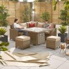 Nova Garden Furniture Ciara Willow Rattan Compact Corner Dining Set with Fire Pit Table