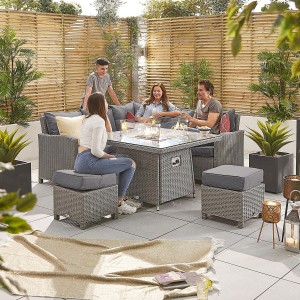Nova Garden Furniture Ciara White Wash Rattan Compact Corner Dining Set with Fire Pit Table Nova Garden Furniture Ciara White Wash Rattan Compact Corner Dining Set with Fire Pit Table