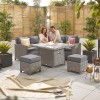 Nova Garden Furniture Ciara White Wash Rattan Compact Corner Dining Set with Fire Pit Table