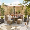 Nova Garden Furniture Ciara Willow Rattan Compact Corner Dining Set with Parasol Hole Table