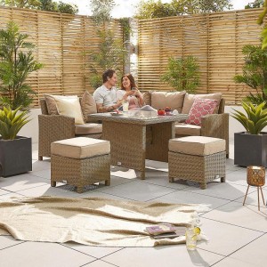 Nova Garden Furniture Ciara Willow Rattan Compact Corner Dining Set with Parasol Hole Table Nova Garden Furniture Ciara Willow Rattan Compact Corner Dining Set with Parasol Hole Table