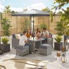 Nova Garden Furniture Ciara White Wash Rattan Compact Corner Dining Set with Parasol Hole Table