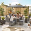 Nova Garden Furniture Ciara White Wash Rattan Compact Corner Dining Set with Parasol Hole Table