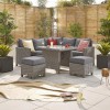 Nova Garden Furniture Ciara White Wash Rattan Compact Corner Dining Set with Parasol Hole Table