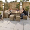 Nova Garden Furniture Ciara Willow Rattan Left Hand Corner Dining Set with Fire Pit Table