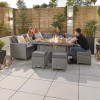 Nova Garden Furniture Ciara White Wash Rattan Left Hand Corner Dining Set with Fire Pit Table