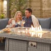 Nova Garden Furniture Ciara White Wash Rattan Left Hand Corner Dining Set with Fire Pit Table