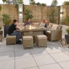 Nova Garden Furniture Ciara Willow Rattan Right Hand Corner Dining Set with Fire Pit Table