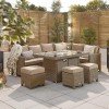Nova Garden Furniture Ciara Willow Rattan Right Hand Corner Dining Set with Fire Pit Table