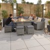 Nova Garden Furniture Ciara White Wash Rattan Right Hand Corner Dining Set with Fire Pit Table