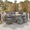 Nova Garden Furniture Ciara White Wash Rattan Right Hand Corner Dining Set with Fire Pit Table