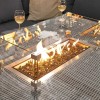 Nova Garden Furniture Ciara White Wash Rattan Right Hand Corner Dining Set with Fire Pit Table