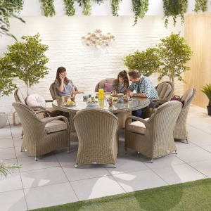 Nova Garden Furniture Leeanna Willow Rattan 8 Seat Round Dining Set