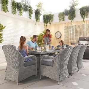 Nova Garden Furniture Leeanna White Wash Rattan 8 Seat Rectangular Dining Set Nova Garden Furniture Leeanna White Wash Rattan 8 Seat Rectangular Dining Set