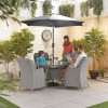 Nova Garden Furniture Thalia White Wash Rattan 4 Seat Round Dining Set