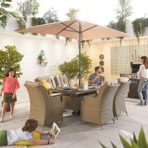 Nova Garden Furniture Thalia Willow Rattan 6 Seat Rectangular Dining Set